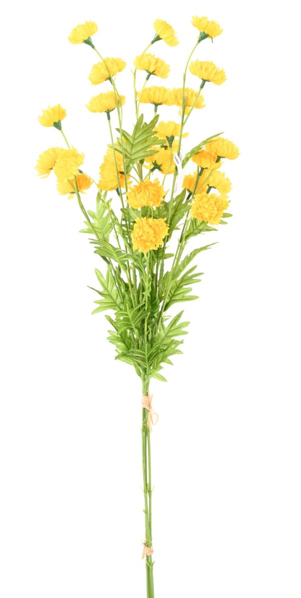 Fleur artificielle coupée Chrysanthème 27 fleurs - décoration intérieure - H.80 cm jaune