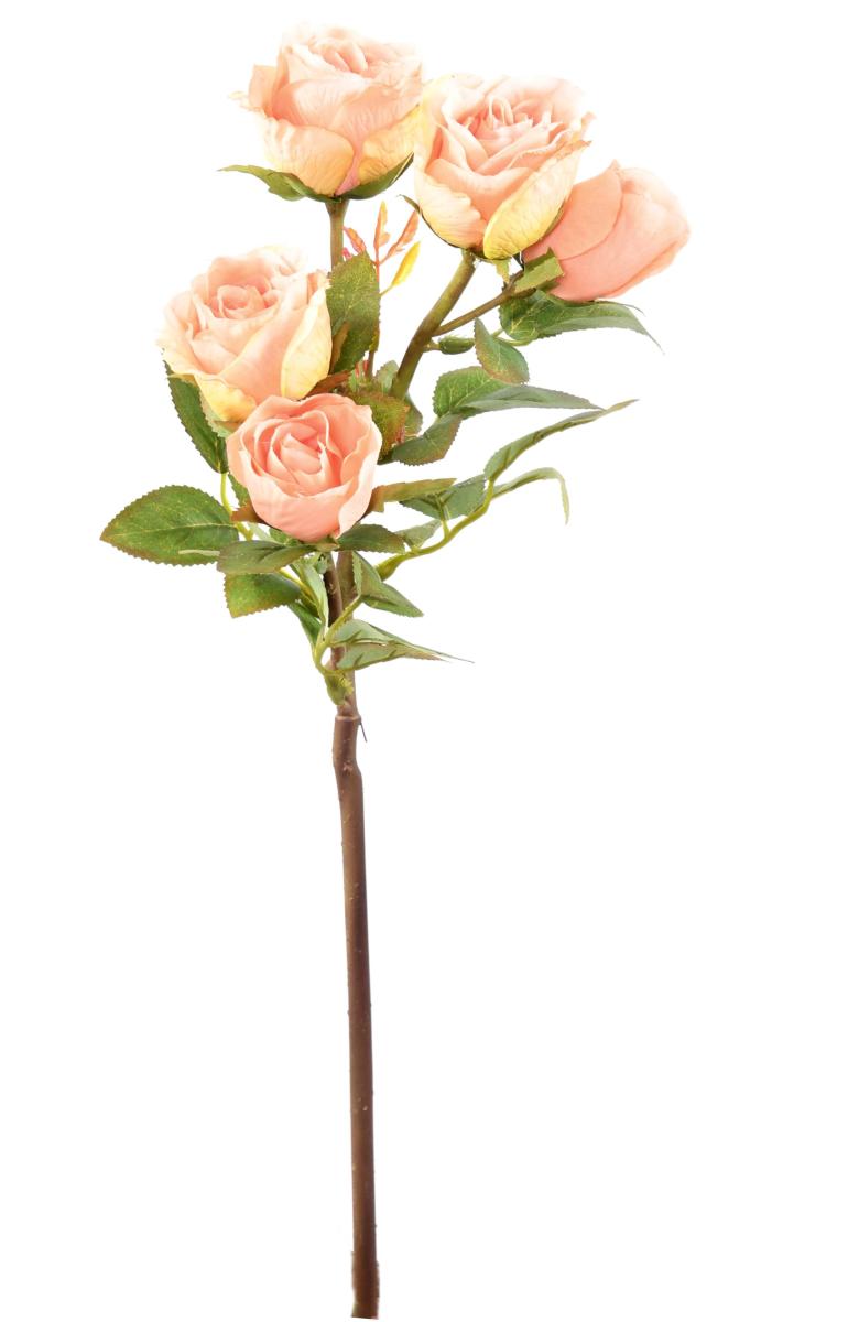 Fleur artificielle coupée rose multi spray - 5 fleurs - H.45cm orange