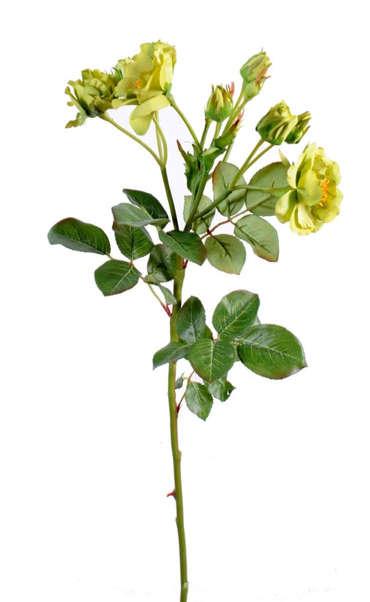 Fleur artificielle coupée rose sauvage - composition florale - H.52cm vert