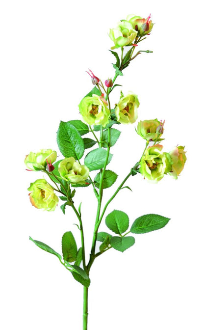 Fleur artificielle coupée rose sauvage - composition florale - H.75cm jaune vert