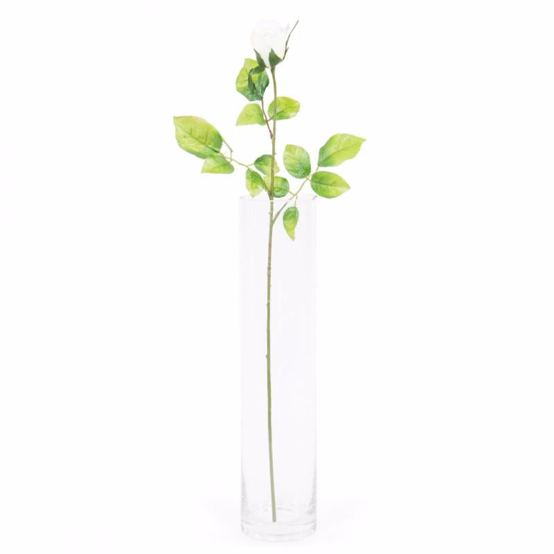 Fleur artificielle rose bouton - composition bouquet - H.67cm blanc