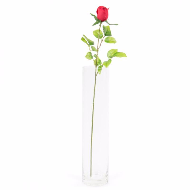 Fleur artificielle rose bouton - composition bouquet - H.67cm rouge