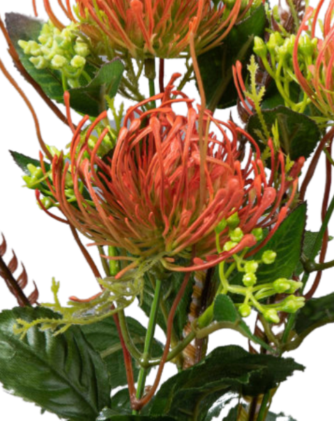 Fleur artificielle tige de Protea - création florale intérieur - H.82cm vert brique