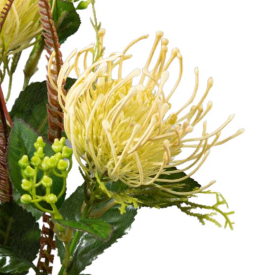 Fleur artificielle tige de Protea - création florale intérieur - H.82cm vert crème