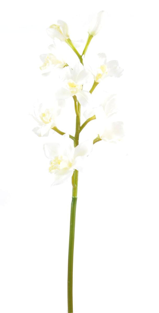 Fleur coupée Orchidée Cymbidium - création bouquet artificiel - H.100cm blanc