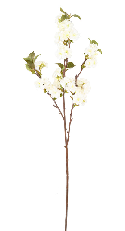 Fleur artificielle branche de cerisier - 57 fleurs - H.92cm blanc