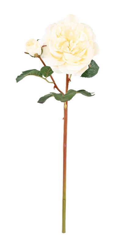 Fleur artificielle rose - composition florale - H.53cm blanc