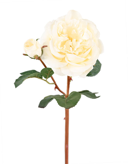 Fleur artificielle rose - composition florale - H.53cm blanc