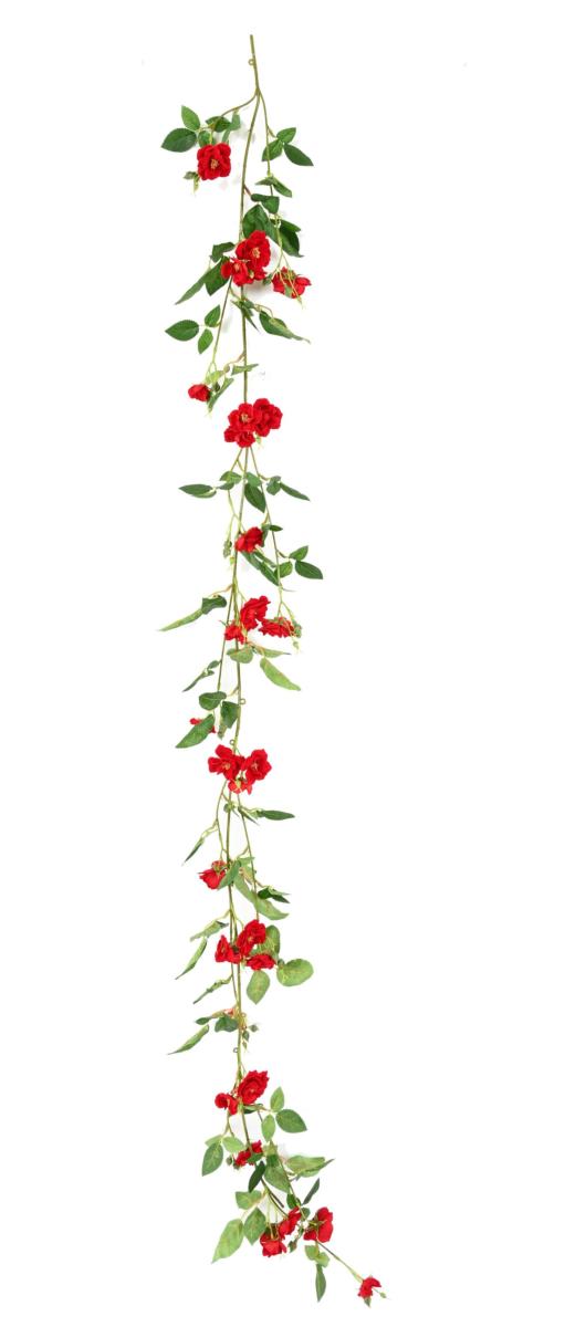 Fleurs artificielles Guirlande de rose mini - décoration d'intérieur - H.180cm rouge