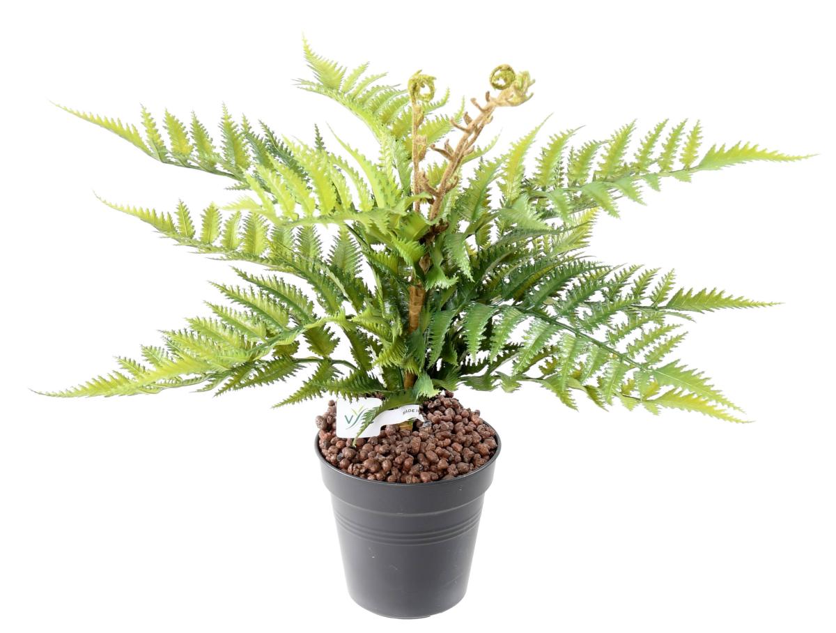 Fougère artificielle en piquet 12 branches - plante extérieur - H.50cm vert