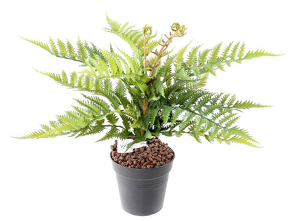 Fougère artificielle en piquet 12 branches - plante extérieur - H.50cm vert