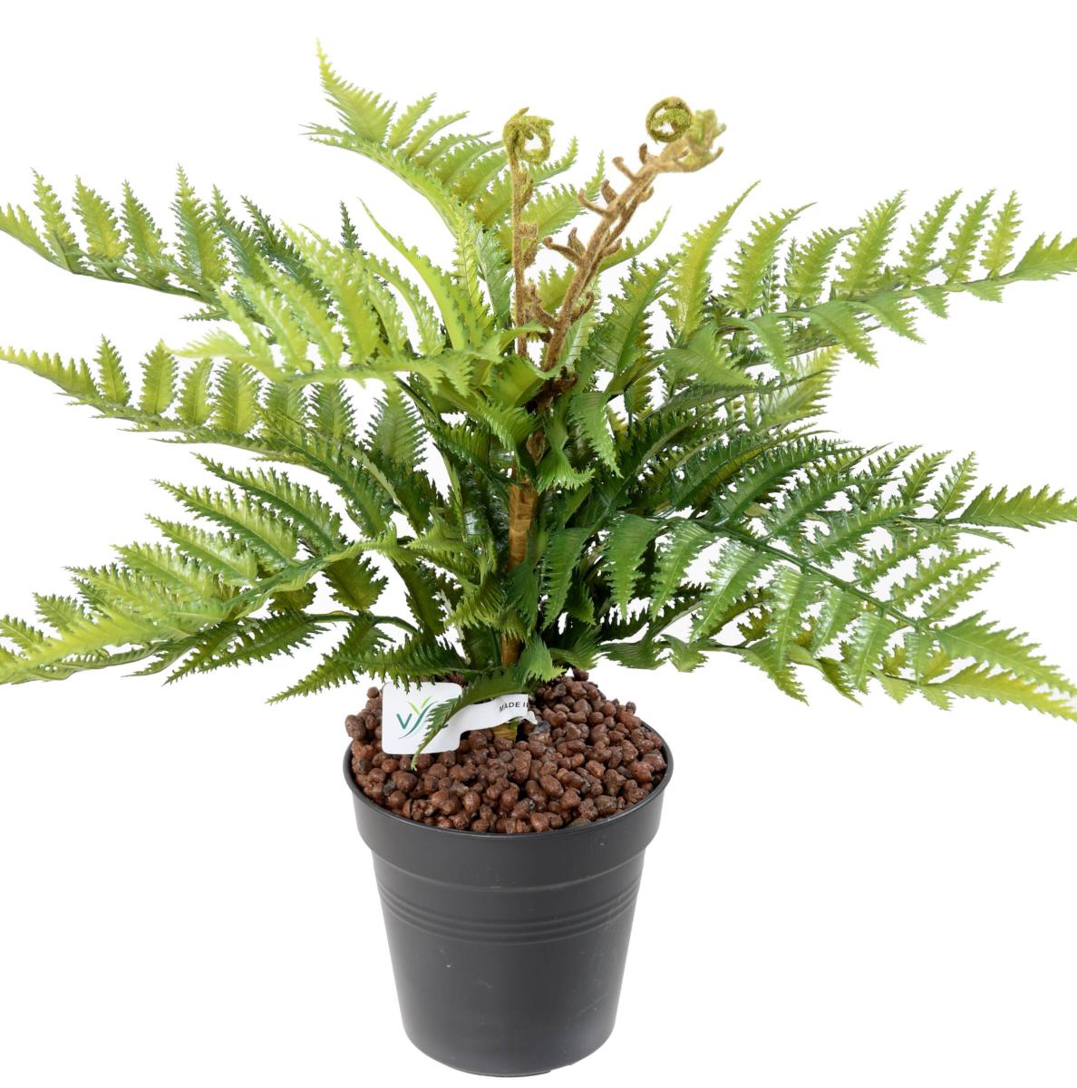 Fougère artificielle en piquet 12 branches - plante extérieur - H.50cm vert