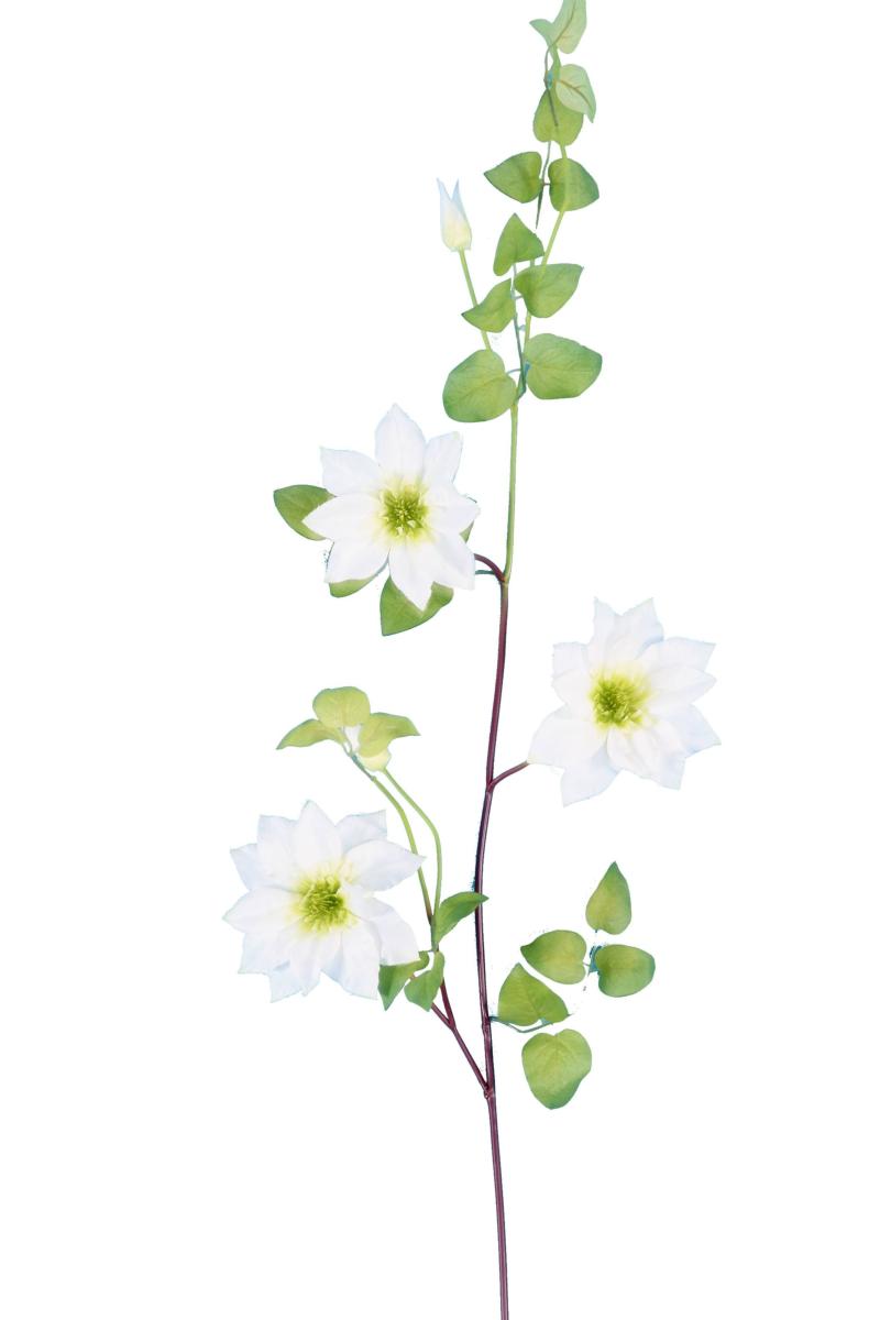 Guirlande artificielle Clématite 3 fleurs - décoration intérieure - H.107cm blanc