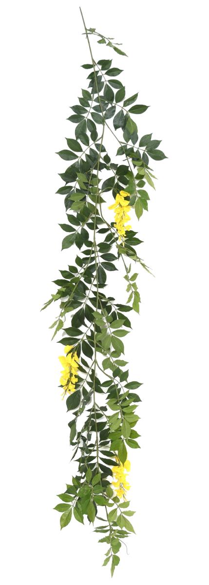 Guirlande artificielle Glycine - feuillage pour intérieur - H.180cm jaune