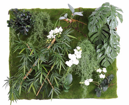 Mur végétal artificiel Orchidée Philodendron Bambou - décoration murale - 130x110cm