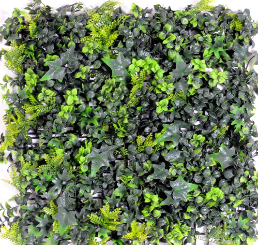 Mur végétal artificiel fond de lierre et buis - décoration murale - 50x50cm vert