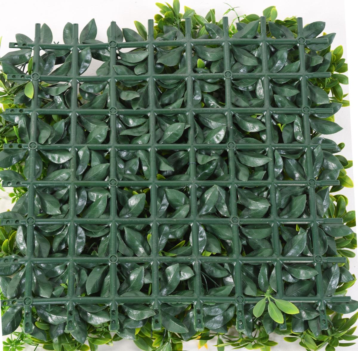 Mur végétal artificiel plaque de feuillage et fleurs - décoration murale - 50x50cm vert