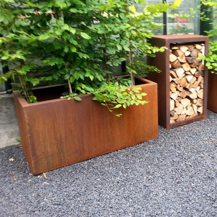 Bac pour fleur jardinière Ande - extérieur jardin - L.150xH.40cm Acier Corten