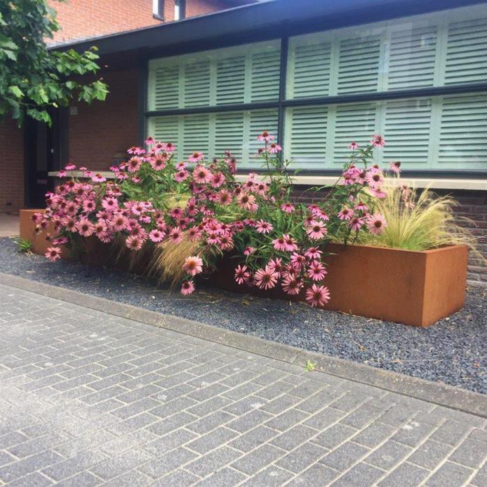 Muret pour fleur bac rectangulaire Ande - extérieur jardin - L.120xH.80cm Acier Corten