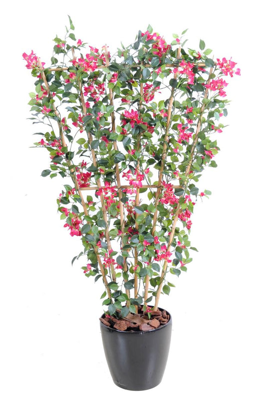 Palissade artificielle fleurie Bougainvillier - plante d'intérieur - H.130cm fuchsia
