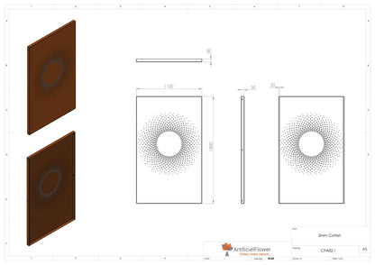 Panneau Acier Corten décors Abstrait 2.1 - jardin terrasse - H.180x110cm rouille