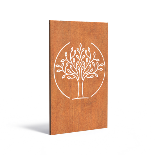 Panneau Acier Corten décors Arbre 5 - jardin terrasse - H.180x110cm rouille