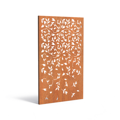 Panneau Acier Corten décors naturel feuillage - jardin terrasse - H.180x110cm rouille