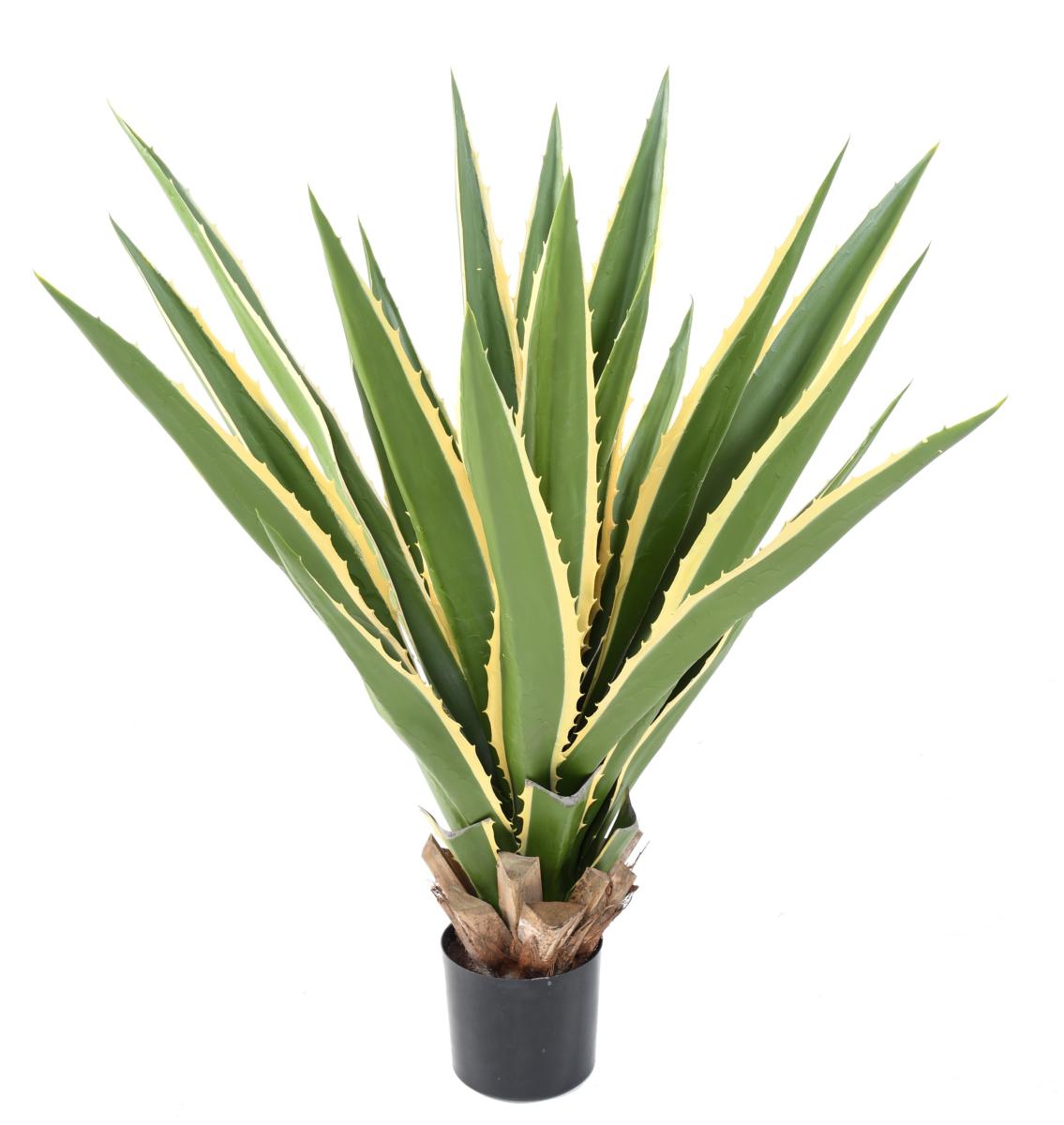 Plante artificielle Agave Furcraea - intérieur extérieur - H.110cm vert jaune