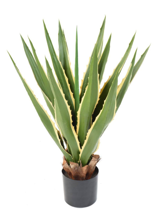 Plante artificielle Agave Furcraea - intérieur extérieur - H. 80cm vert jaune