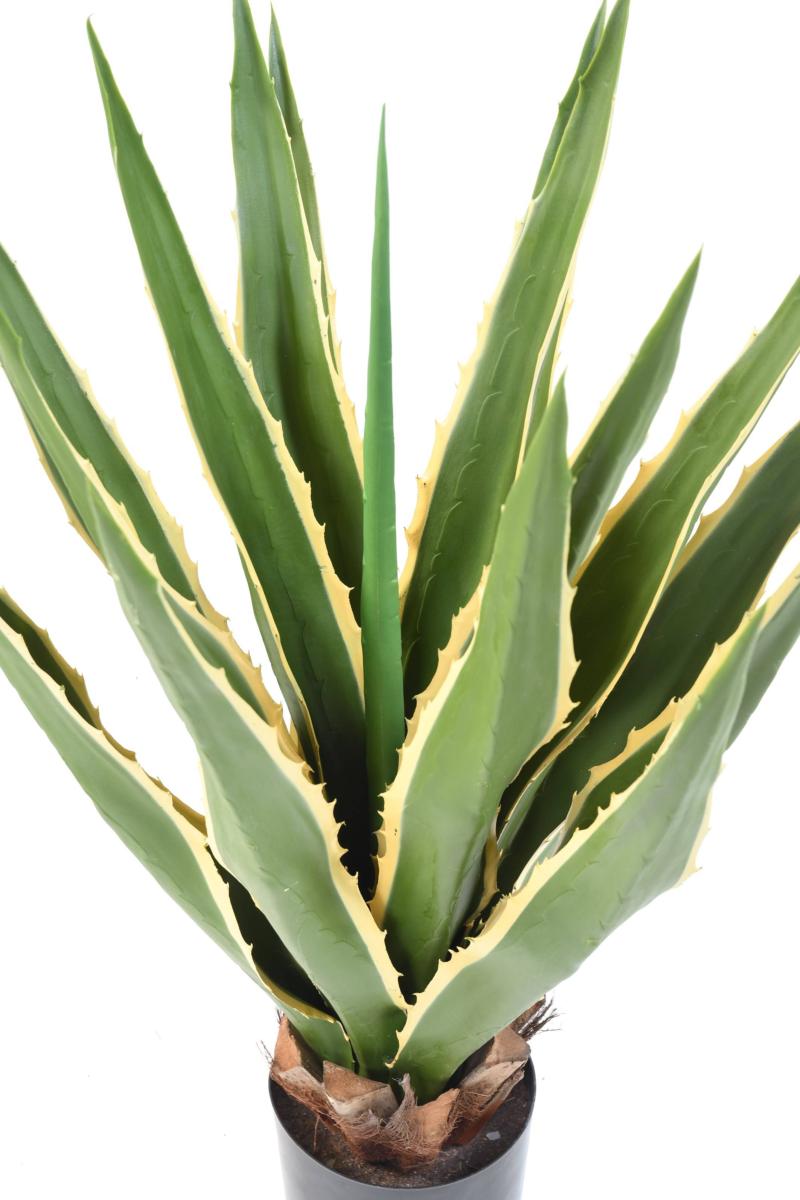 Plante artificielle Agave Furcraea - intérieur extérieur - H. 80cm vert jaune