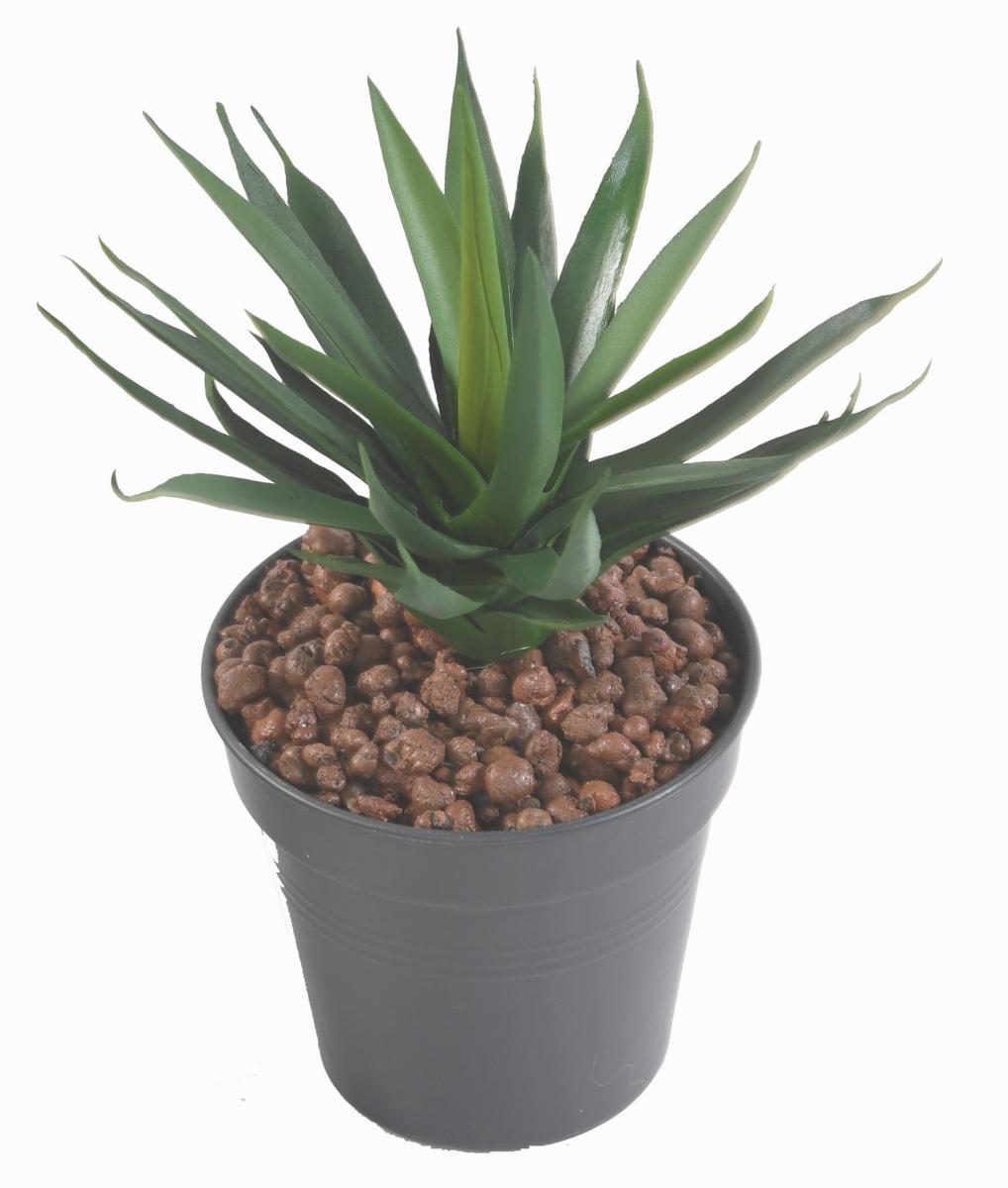 Plante artificielle Agave 29 feuilles - cactus artificiel extérieur - H.20cm vert