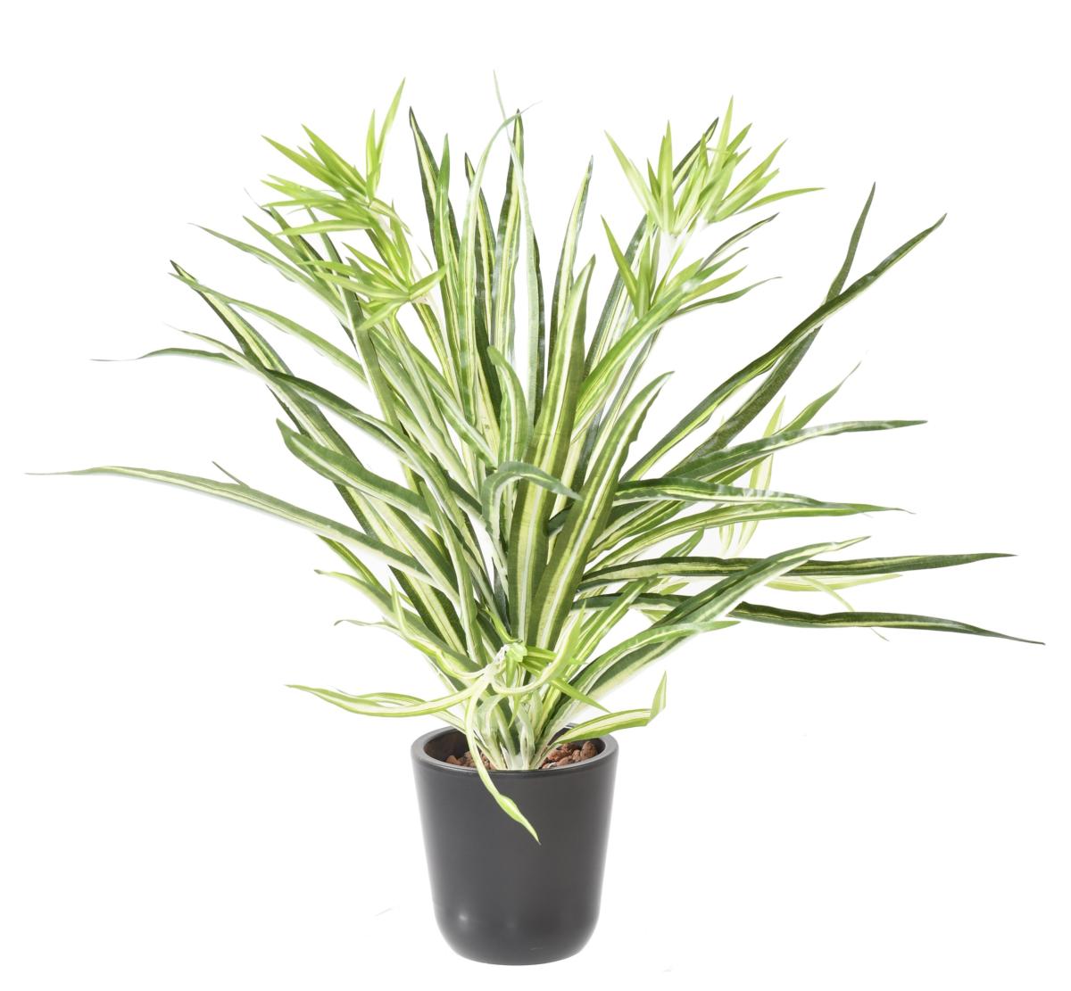 Plante artificielle Chlorophytum en piquet - déco d'intérieur - H.65cm vert blanc