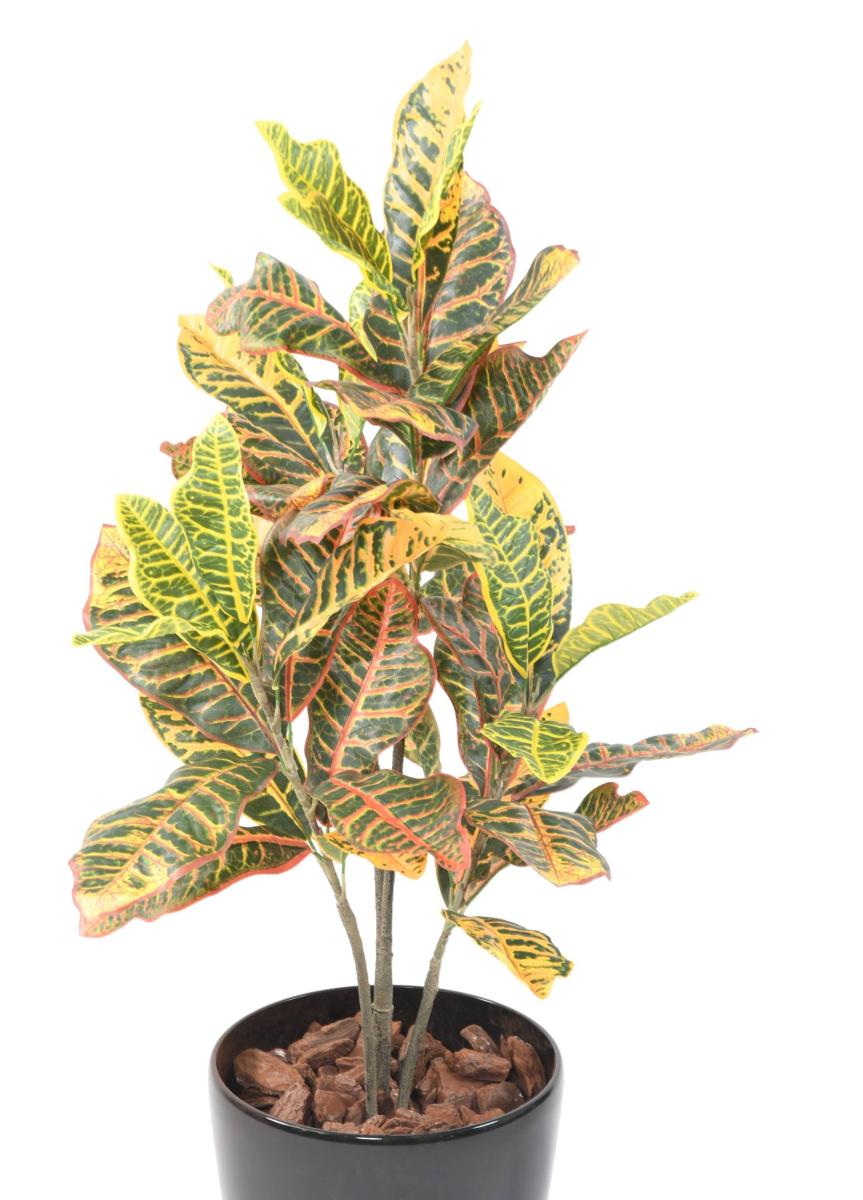 Plante artificielle Croton - arbuste d'intérieur - H.100cm vert rouge jaune