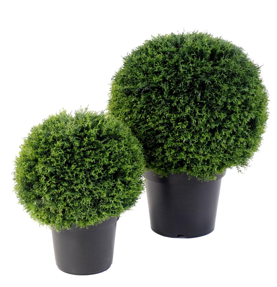 Plante artificielle Cyprès boule en pot - intérieur extérieur - H.43cm vert