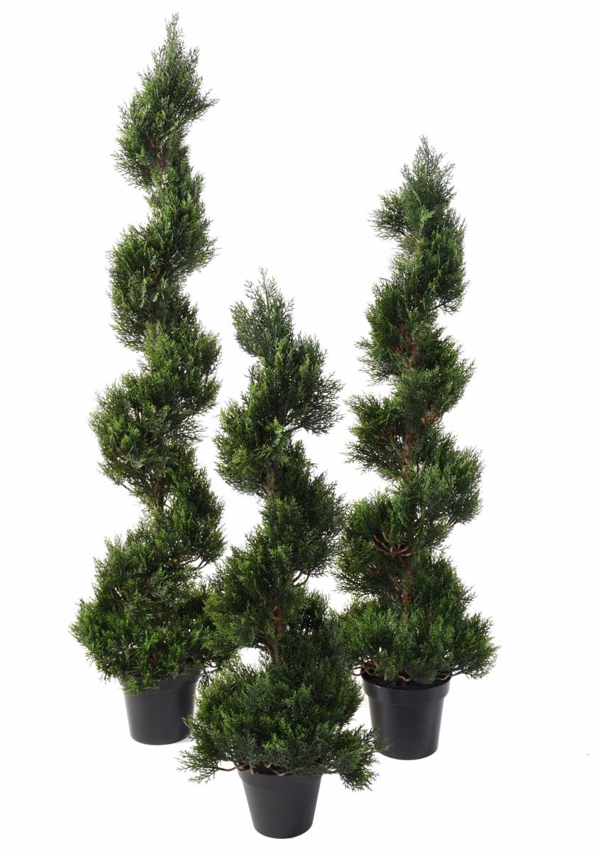 Plante artificielle Cyprès new spirale - extérieur - H.125cm vert