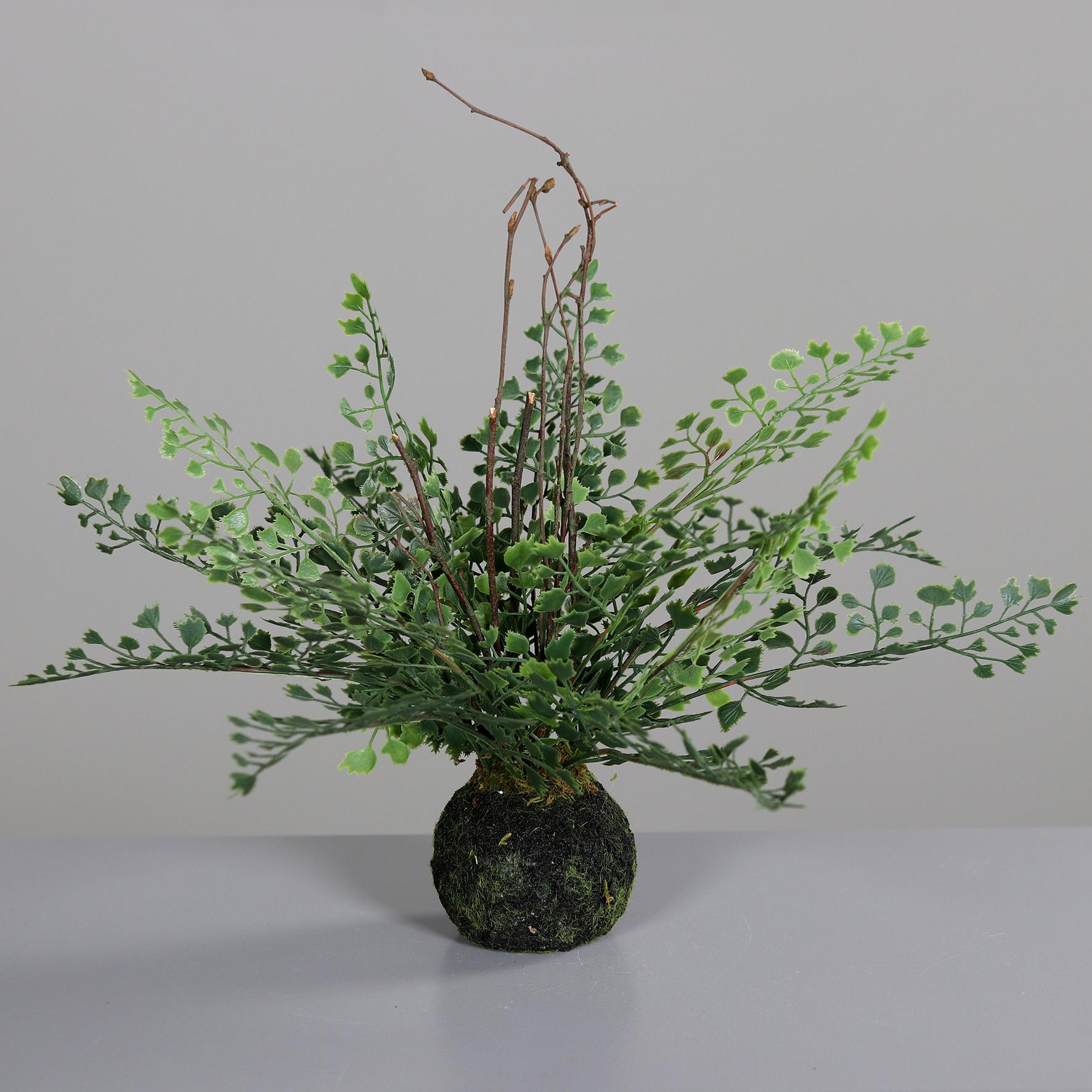 Plante artificielle Fougère avec socle mousse - décoration d'intérieur - H.30cm vert