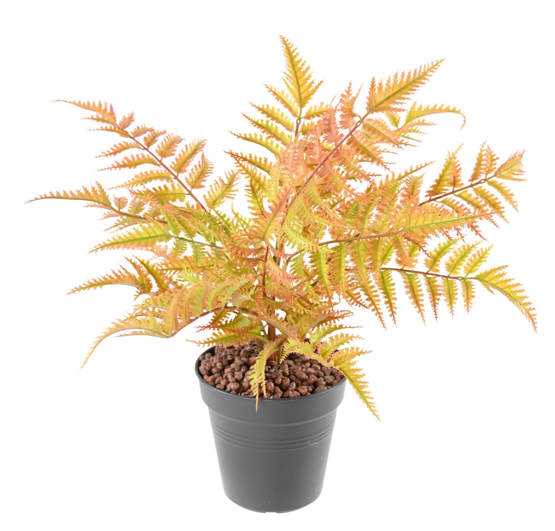 Plante artificielle Fougère plastique en piquet - décoration d'intérieur - H.45cm marron