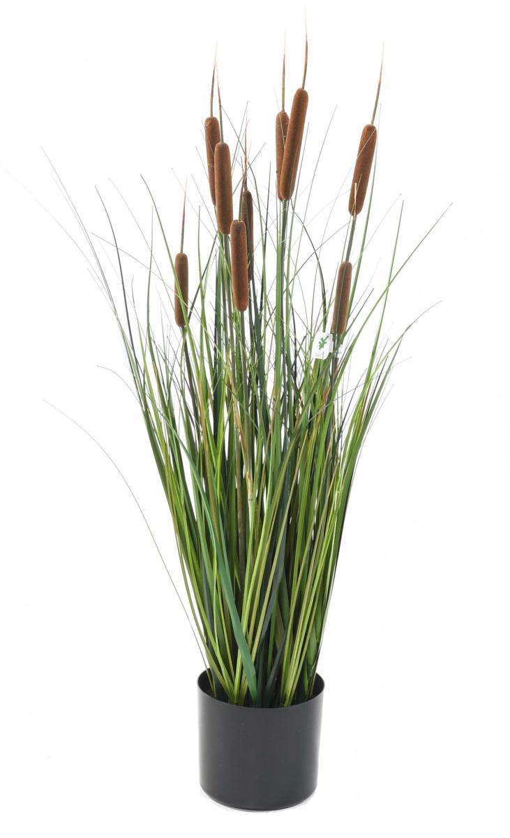 Plante artificielle Graminée Roseau Cattail en pot - décoration d'intérieur - H.90cm