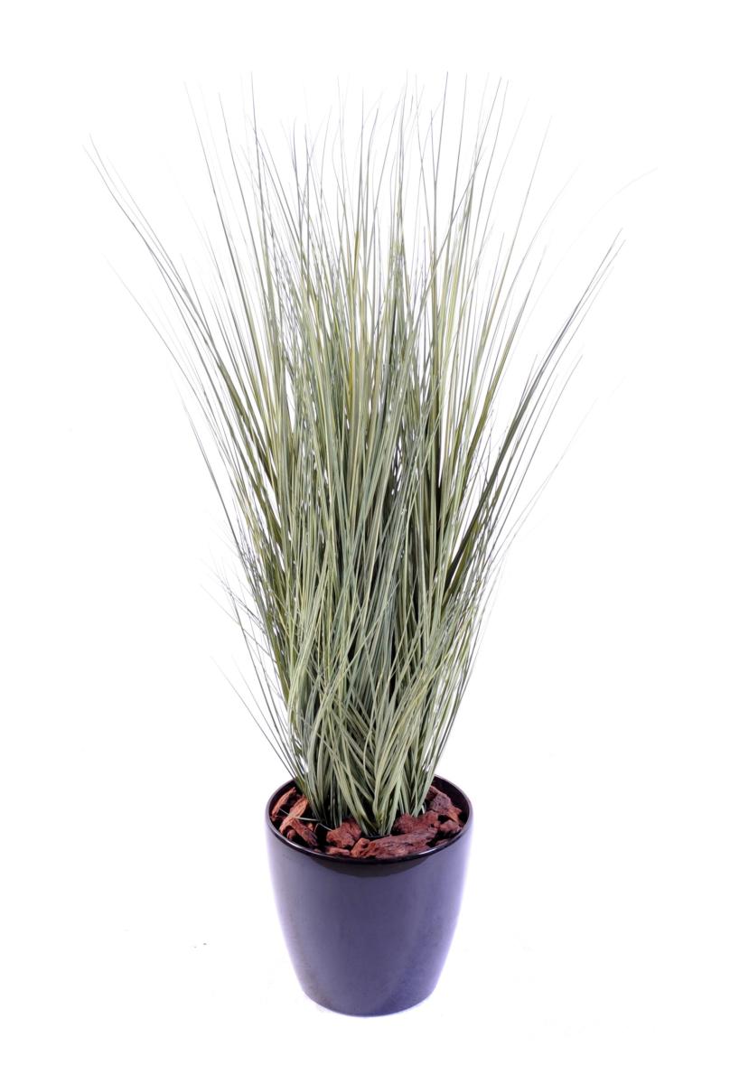 Plante artificielle Herbe luxe Onion Grass en pot - intérieur - H.105cm vert gris