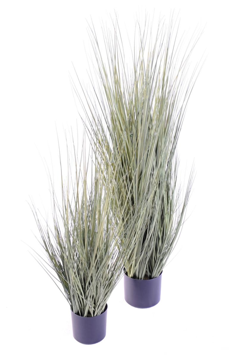 Plante artificielle Herbe luxe Onion Grass en pot - intérieur - H. 75 cm vert gris