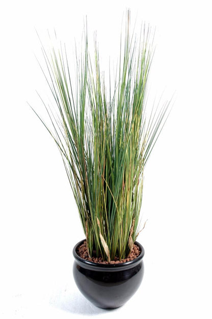 Plante artificielle Herbe luxe Onion Grass en pot - intérieur - H. 125cm vert jaune