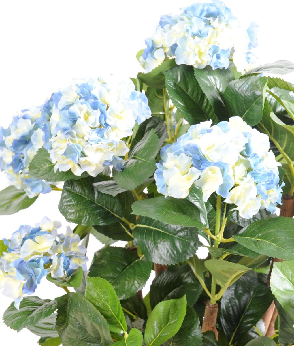 Plante artificielle Hortensia buisson - fleurs pour intérieur - H.80cm bleu