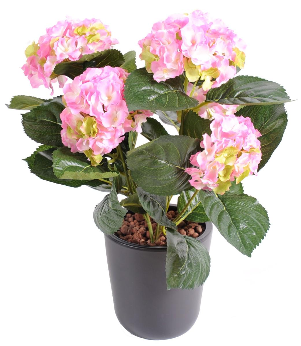 Plante artificielle Hortensia en piquet - fleurs pour intérieur - H.40cm rose