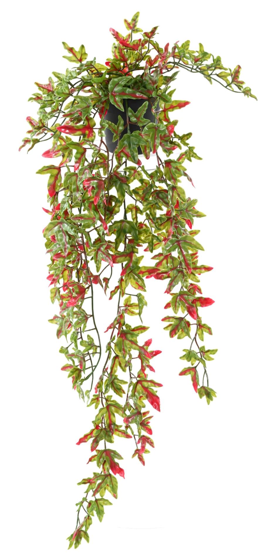 Plante artificielle Lierre en pot - Plastique UV extérieur - H.70cm vert rouge