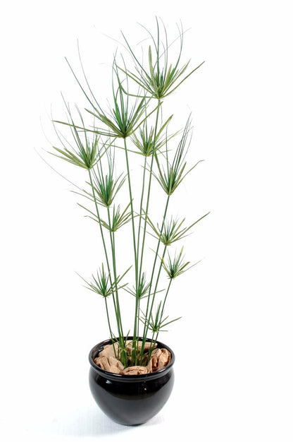 Plante artificielle Papyrus ornemental en pot - décoration d'intérieur - H. 140cm vert