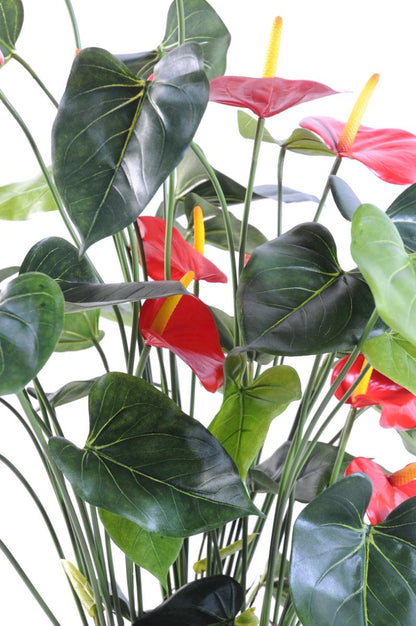 Plante artificielle fleurie Anthurium en pot - décoration d'intérieur - H.78cm rouge