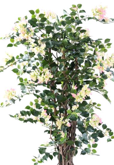 Plante artificielle fleurie Bougainvillier - arbre semi-naturel d'intérieur - H.150cm blanc rose