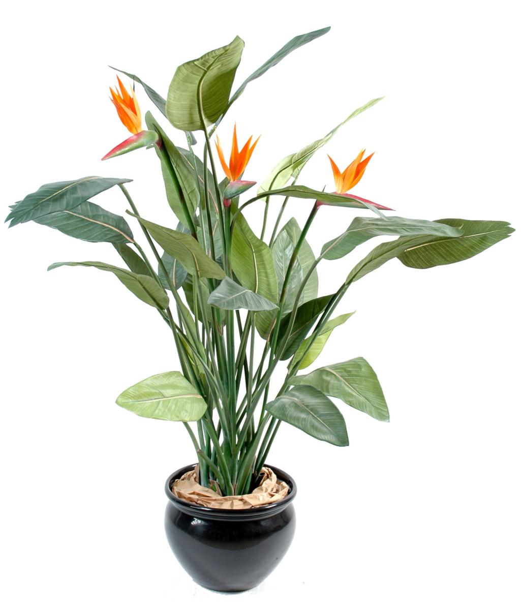 Plante artificielle fleurie Strelitzia 3 fleurs - décoration d'intérieur - H.150cm