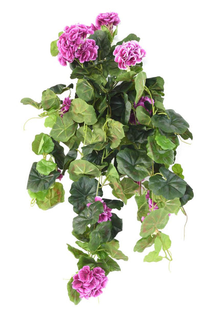 Plante fleurie artificielle Chute de Géranium - décoration d'intérieur - H.60cm violet