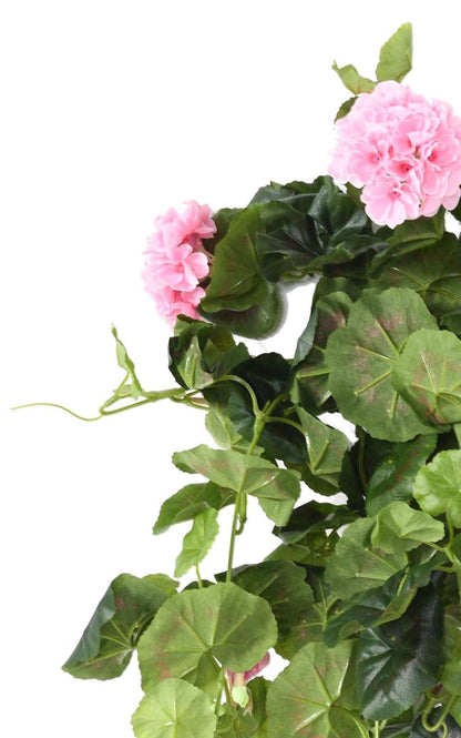 Plante fleurie artificielle Chute de Géranium - décoration d'intérieur - H.60cm rose